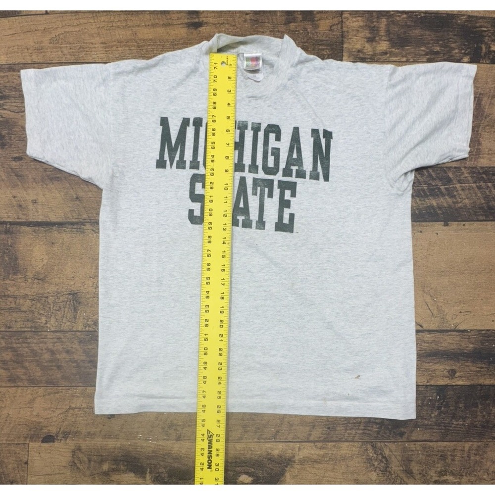 Vintage Michigan State University Gray 90s Shirt Single-Stitch Size XL Spell Out - Picture 2 of 12